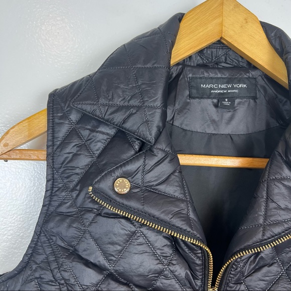 New Marc New York Andrew Mark Chic Jacket Vest Size Small Zip Up Black - Picture 3 of 16
